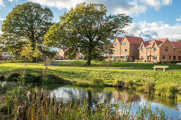 A stream running past Crest Nicholson homes