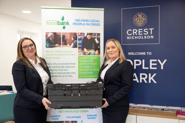 Crest Nicholson sales team at their foodbank collection point in Sprotborough